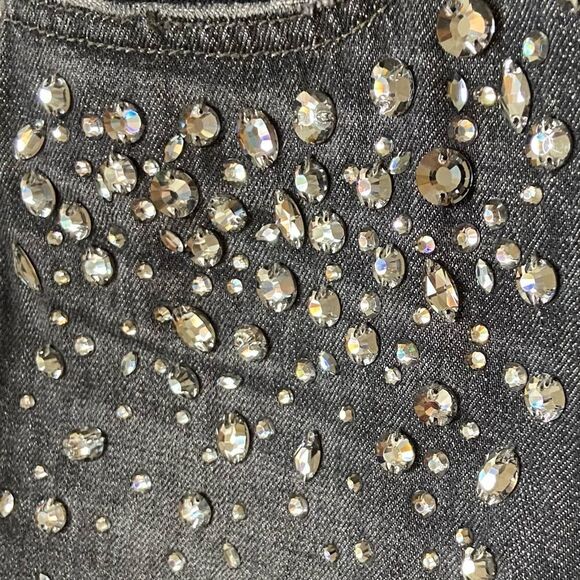 NWT Rebecca Minkoff Jean Denim Black Shorts Crystal Embellished Size 26 - Picture 8 of 10